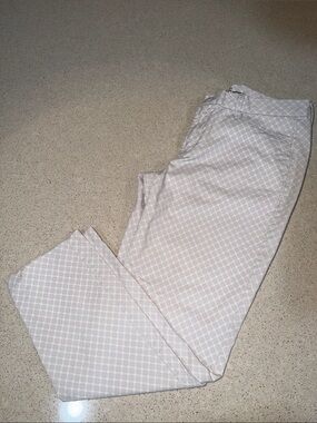 Gap Khakis Slim City Pants Women’s 6R White Gray Geometric Print Ankle Career